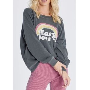 NWT • Wildfox • Easy Does It Rainbow Charcoal Gray XXL Sweatshirt ♡︎